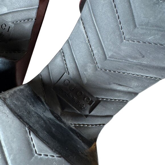 Gucci Rubber Logo Sandals Black PVC Glossy Mule Platform Slide Size 37 - Picture 10 of 10